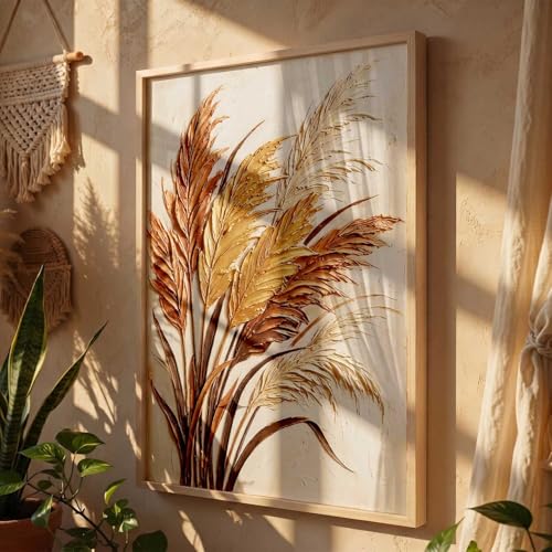 Image of kotart Abstract Floral Art WALL Framed Painting | Big Aesthetic Flowers leaves WALL Framed Paintings for Living Room Bedroom Wall Decor (13x17 inch)