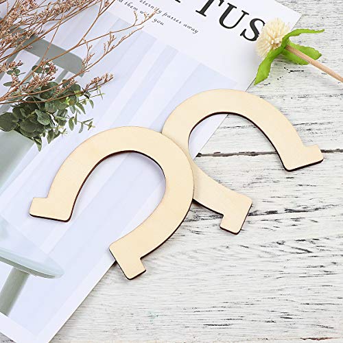Healifty 24Pcs Wood Discs Slices Horseshoe Shape Unfinished Wooden Cutouts Craft Diy Decoration #TOP7