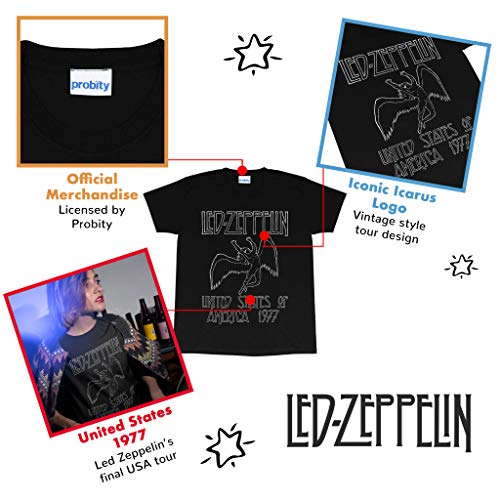 Popgear LED Zeppelin 1977 US Tour Women’s Boyfriend Fit T-Shirt Black XXL | Geschenkidee für sie, Band Merch, Rockmusik - Les Beatles, Paul McCartney, John Lennon, RIngo Starr, George Harrison Popgear LED Zeppelin 1977 US Tour Women's Boyfriend Fit T-Shirt Black XXL | Geschenkidee für sie, Band Merch, Rockmusik – Image 4