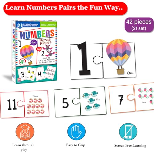 Image of Numbers Jigsaw Puzzle Connecting 2-piece (Set of 21 pcs) for Kids, Childrens and Toddlers - Early Learning Educational Brain Booster with Fun and Engaging - Ages 4+