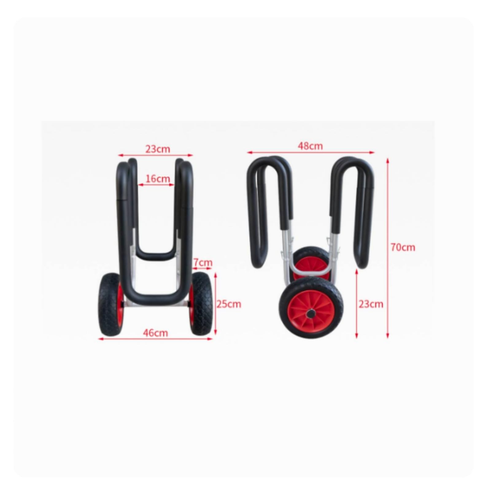 Baoblaze Remolque para Kayak Carro de Transporte Carrito Plegable Soporte Portátil Estructura de Aleación de Aluminio y Ruedas de Espuma Adecuado para Playa Lago Deportes Acuáticos