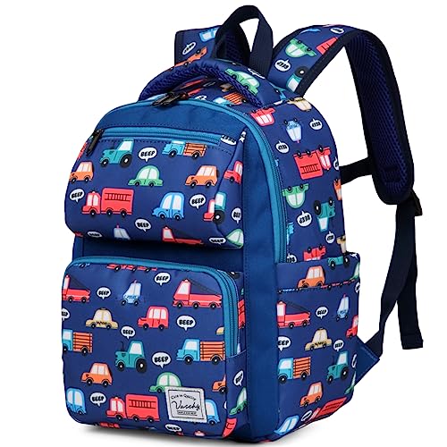 VASCHY Mochila Niña Niño, Mochila Infantil Pequeña 2-4 Años Resistente al Agua Mochila Escolar ligero lindo Mochila Preescolar Guardería 7L para Viaje Escolar, Vehículos-Pequeño
