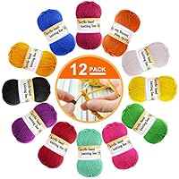 Paquete de 12 hilos de lana acrílica, lana de ganchillo multicolor, paquetes de hilo de tejer de lana de ganchillo, paquetes de hilo de lana de color en 12 colores brillantes (cada 13 g)