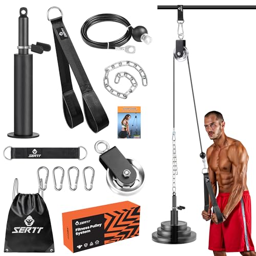 SERTT Sistema de polia para academia, com pino de carregamento 2 em 1 atualizado, para puxar tríceps para baixo, bíceps, ombro, costas, antebraço, equipamento de ginástica em casa