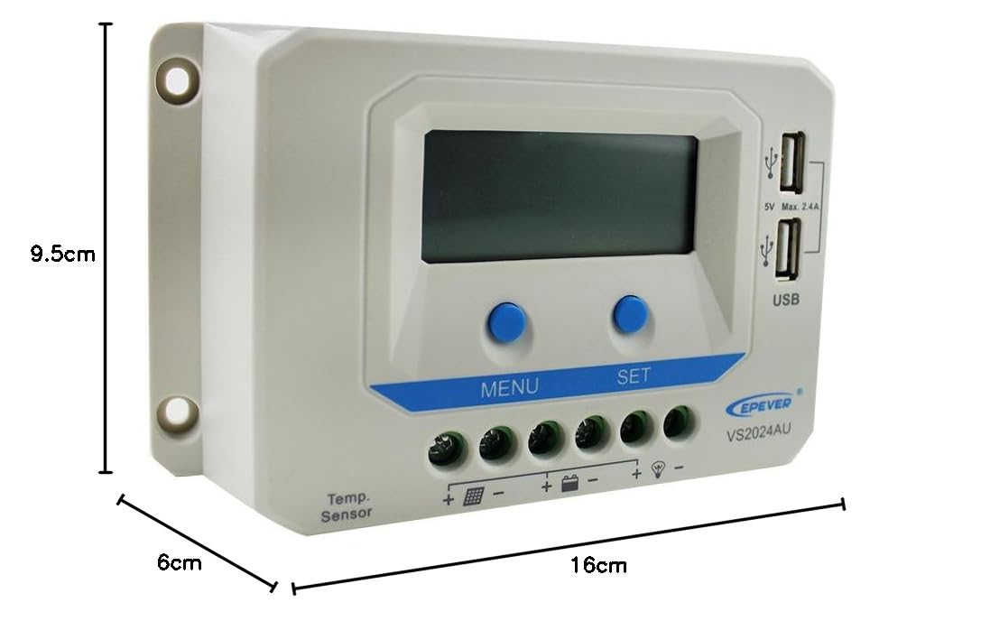 EPEVER VS2024AU, Regolatore di carica PWM, 20 A, automatico Riconoscimento 12 V/24 V