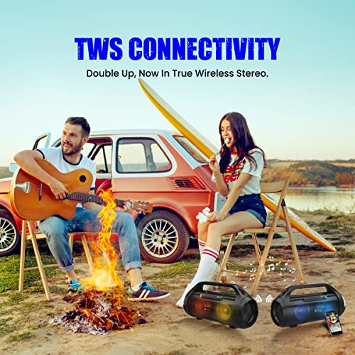 Image of Portronics Dash 11 40W Bluetooth Speaker with Multi Colour LED Light, in-Built FM, TWS, Aux-in Slot, Micro SD Card, Upto 4Hrs Playtime(Black)