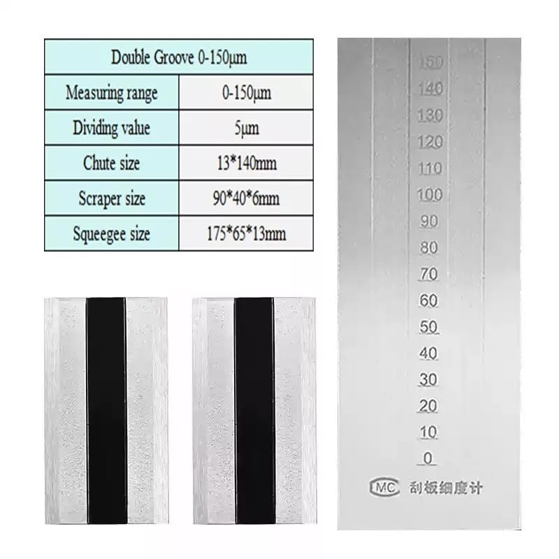 Grindometer Fineness Gauge Professional Fineness of Grind Gauge with 2 Scrapers Stainless Steel Range 0-100μm Indexing Value 5μm