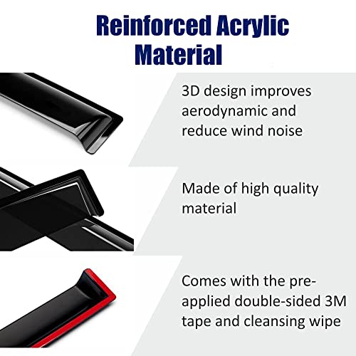 Vicojetor 94992 Sunproof Waterproof Side Window Wind Deflector, 4Pcs Protective Replacements Rain Guards Set, Window Visor Fit For Toyota Rav-4 2013 2014 2015 2016 2017 2018 #TOP2