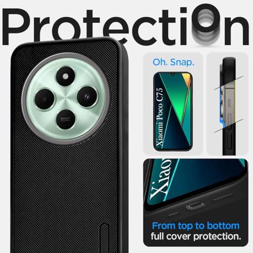 Image of Jkobi Back Cover Case for Poco C75 | Poco M7 (Textured Grip Design | Micro-Fiber Cloth Inside | Slim and Light Weight | Soft Touch and Feel | Black)