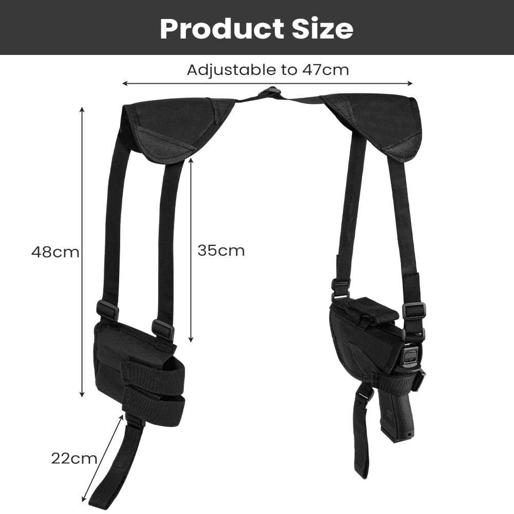 Flintronic Pistolera Hombro Oculta Correa Ajustable Bolsillos Revistas Funda Pistola Senderismo Acampada