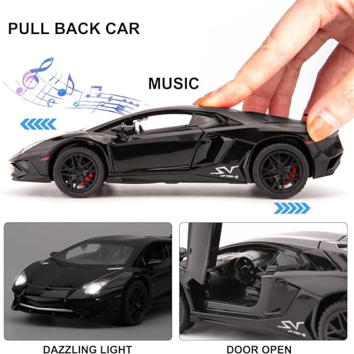Image of 132 Scale Lamborgini LP750 Toy Car for Kids Diecast Metal Car Light Sound Pullback Openable Door