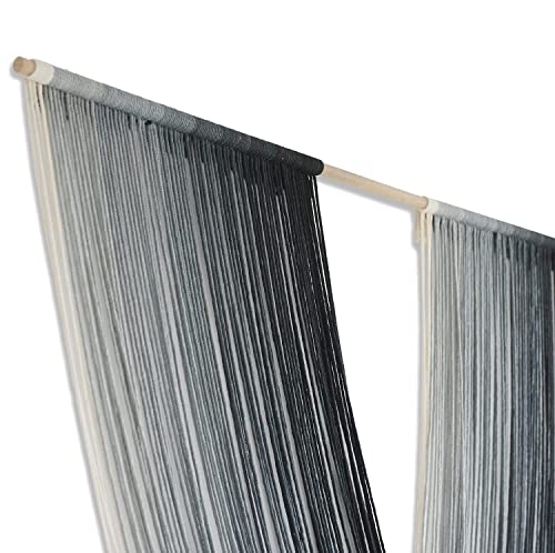 Flber Macrame Wall Hanging Large-Scale Dip-Dye Blue Bohemian Yarn Tapestry Home Room Wall Decor 57" Wx 35" L - Thumbnail 6