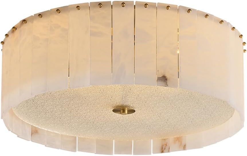 Gold Brass Ceiling Light Fixtures 8-Light Large Close to Ceiling Lights Alabaster Pendant Ceiling Lamps Round Chandelier for Dining Room Kitchen Island Hallway