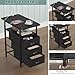 sthmec End Table with Charging Station,LED Side Tables with USB Ports and Outlets,Narrow Nightstands Bedside Tables with 3 Drawers PU Finish for Small Space,Slim Sofa Table for Livingroom,Black