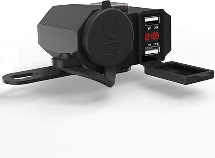LYJNBB Adaptador del Cargador del tel?fono de los Puertos del USB 12V Impermeables del Poder del Manillar de la Motocicleta, z?calo del Encendedor del Cigarrillo, volt?metro LYJNBB Adaptador del Cargador del tel?fono de los Puertos del USB 12V Impermeables del Poder del Manillar de la Motocicleta, z?calo del Encendedor del Cigarrillo, volt?metro