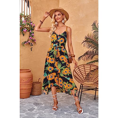 Image of BROVAVE Women's 2026 Summer Casual Boho Sundress Spaghetti Strap Midi Dress