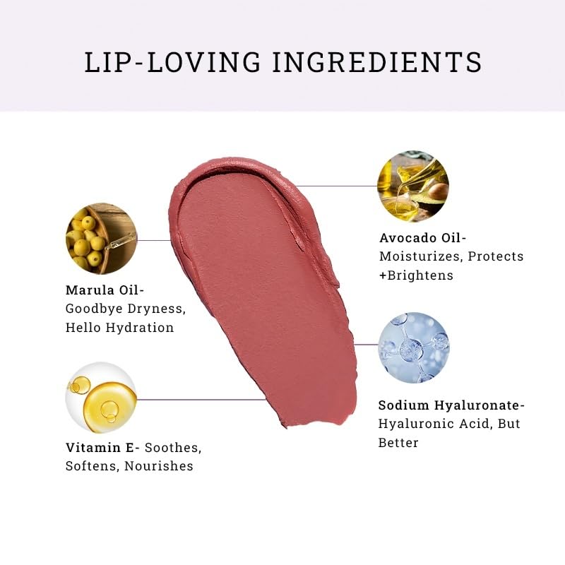 Image of HD Matte Lipstick, Transfer-Proof Makeup, Bare & Bold, 4.2g | Hyaluronic Acid & Marula Oil Formula, All-Day Wear, One-Glide Application With Rich Colour Payoff, Vegan & Paraben Free