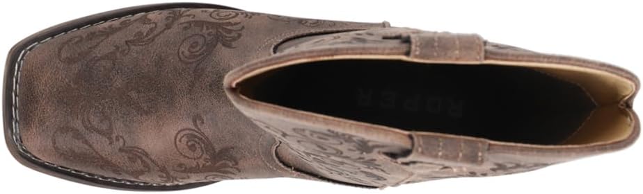 ROPER Womens Bailey Laser Square Toe Casual Boots Mid Calf Low Heel 1-2" - Brown