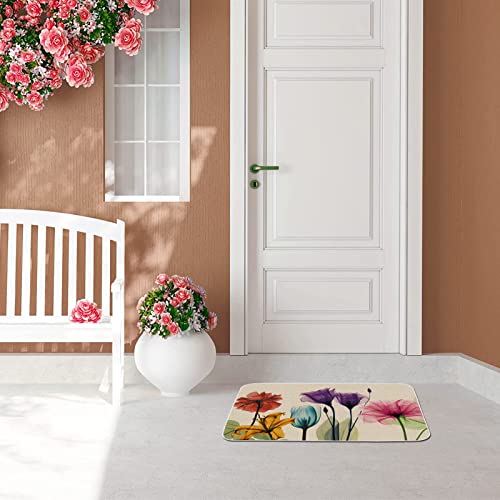Onway Spring Floral Door Mat Summer Flower Easter Tulip Decorative Doormat Seasonal Low-Profile Floor Rug Switch Mat For Home Indoor Outdoor 17.5 X 29 Inch #TOP5
