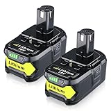 VINIDA 2-Pack 6.0Ah 18 Volt Lithium-Ion Replacement for Ryobi 18V Battery Compatible with Ryobi Battery P108 P102 P103 P104 P105 P107 P109 P122