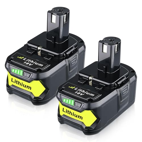 VINIDA 2-Pack 6.0Ah 18 Volt Lithium-Ion Replacement for Ryobi 18V Battery Compatible with Ryobi Battery P108 P102 P103 P104 P105 P107 P109 P122