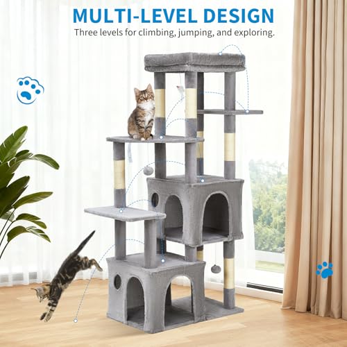 Árbol multi-nivel para gatos grandes de interior 61 pulg miniatura 6
