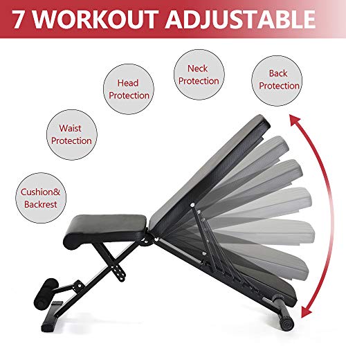Weight Bench Adjustable ,90 to180 Degree Utility Workout Benchs Incline/Decline,Home Training Sit up Gym Bench black