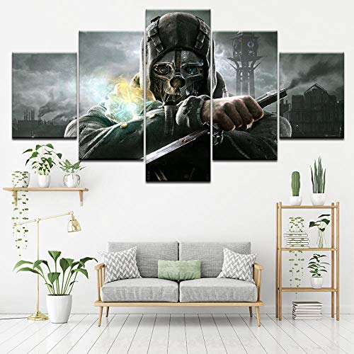 Tableau moderne Dishonored 2 Corvo pour grand salon de gamer 150x80
