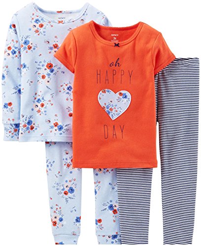 Carter's Little Girls' 4 Piece PJ Set (Toddler/Kid) - Happy Day - 4T