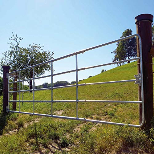 Agrarzone Weidezauntor verzinkt 110cm verstellbar 3m - 4m | Weidetor mit Montageset | elektrifizierbares Weidegatter für sicheren Weidezugang | Zaun-Tor für Schafzaun Pferdezaun Elektrozaun Weidezaun