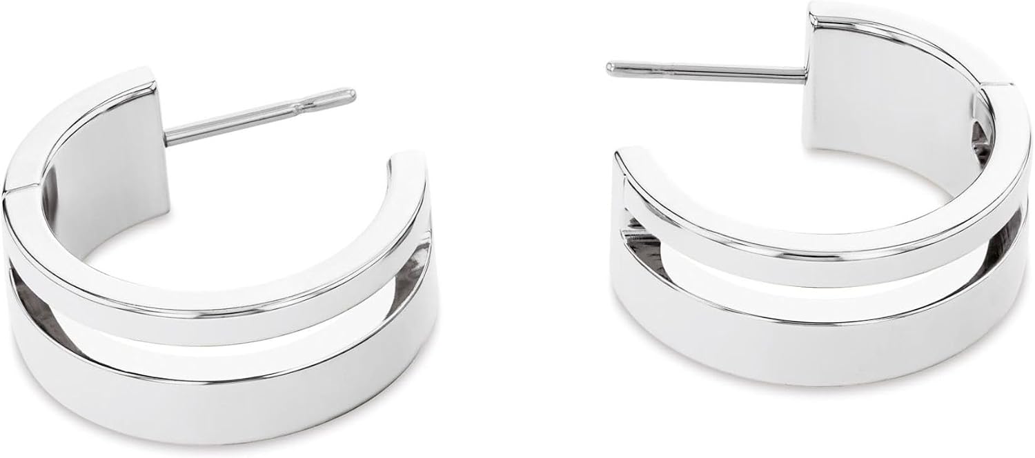 Calvin Klein Geometric Essentials Women's Hoop Earrings - Stainless Steel, Elegant Jewelry, Perfect for Any Occasion, Designer Wear - Gift for Her