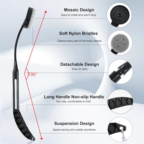 Brosse à dos pour douche de 52 cm avec long manche ergonomique - 2