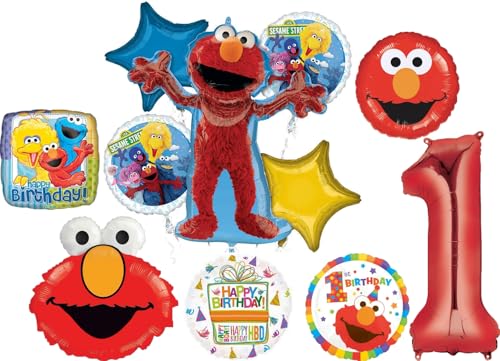 Elmo 1st birthday balloon bouquet