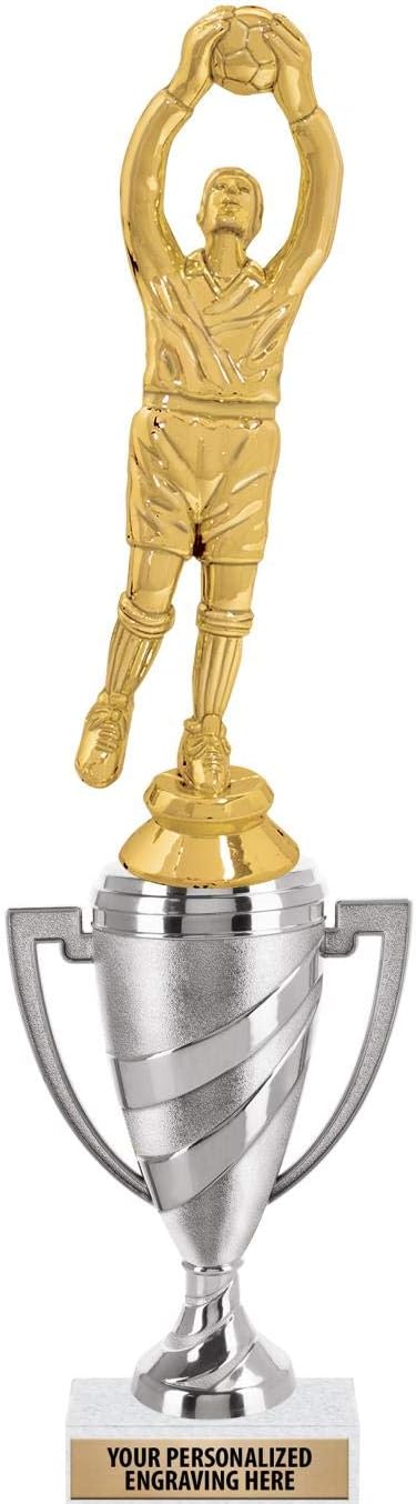 Crown Awards Soccer Trophy, 11" Silver Cup Soccer Goalie Trophies Includes Free Engraving Prime