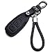 Carcasa Funda de Piel con Llaveros para Llave Control Remoto Ford Fiesta Focus Galaxy Fusion S-Max Kuga Ecosport Smartkey llave 3 Botones Protección Cuero Sintético de Mando a Distancia Keyless Coche