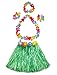 Girl's elastic Hawaiian hula dancer grass skirt with flower costume set-green