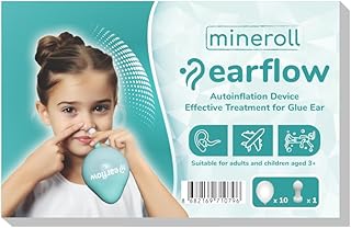 EARFLOW Autoinflation Device for Glue Ear Treatment, Eustachian Tube Unclogger, Nasal Balloon for Kids and Adult, Earf Relief Drug-Free Solution, Includes 10 Medical Balloons