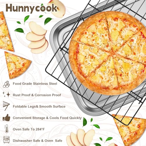 Miniatura 4 de Hunnycook Parrilla De Enfriamiento Negra Apilable De 3 Niveles, 40 X 25 Cm, Rectangular, Antiadherente, Ahorra Espacio, Plegable, Para Hornear, Secar, Enfriar Dulces, Apta Para Lavavajillas