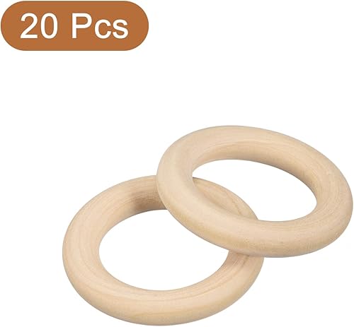 Miniatura 3 de uxcell 20 anillos de madera natural de 1.772 in (1.8 pulgadas), círculos de madera lisa sin terminar de 0.315 pulgadas de grosor para manualidades,