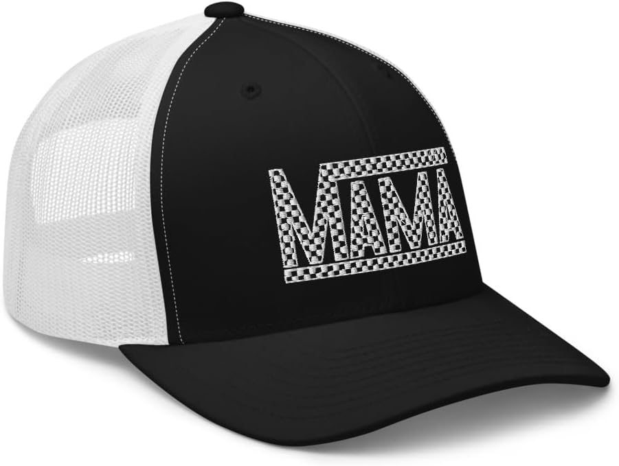 Funny Checkered Mama Black White Gift Women Mom Trucker Cap