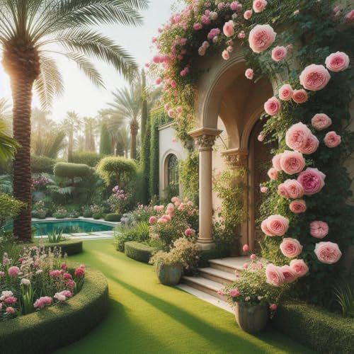 Image of 35+ SEEDS- Pink JULIET Climbing Rose Flower Hybrid Seeds For Planting. Grow Year Round.