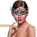 MYMENU Masquerade Mask for Women Shiny Rhinestone Metal Mask Venetian Mask for Party Prom Ball (Flower Black)