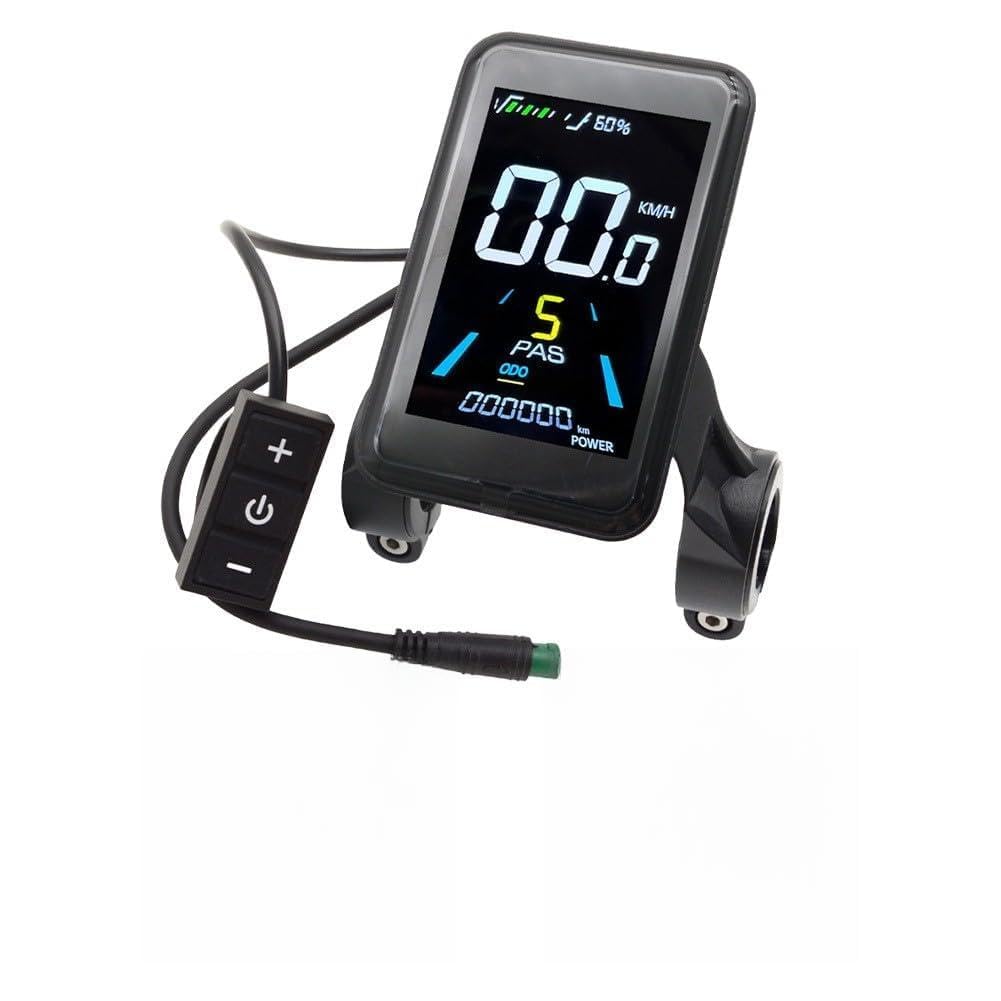 X3 Connettore a 5 pin Display LCD a colori per bici elettrica da 24 V 36 V 48 V, custodia in ABS, schermo in acrilico, adatto per manubri da 22,2 mm, 25,4 mm, 28,6 mm, nero