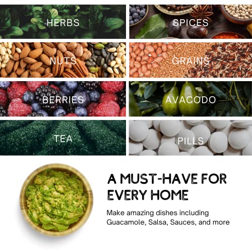 Flexzion Wooden Mortar And Pestle Set 5-Inch Bamboo Bowl And Grinder Set, Wood Molcajete Muddler And Bowl With Lid And Spoon For Guacamole, Herbs, Spices, Garlic, Medicine Pills, Seeds, And More #TOP6