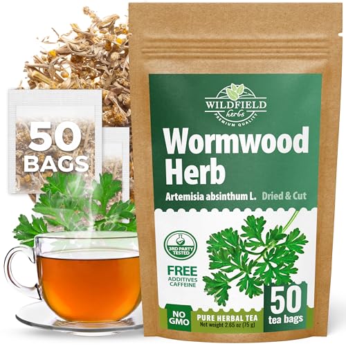 Image of 50 Bags Wormwood Herbal Tea (Artemisia Absinthum L.) - 50 Tea Bags 1.5g Absinthe Wormwood Herb