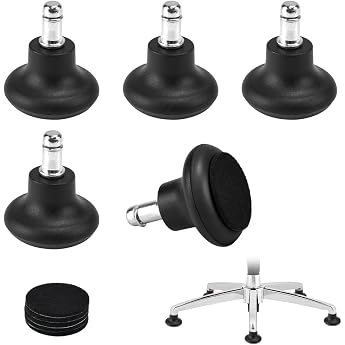 Pack of 5 Floor Glides 2 Inch with Felt Pads Foot Glides Round Foot Glides Replacement Glides Office Chair Glides Swivel Chair Without Wheels Plastic Bell Glides Replacement for Rotating Office Chair