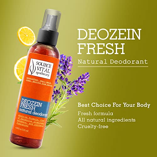 Deozein Fresh Natural Spray Deodorant By Source Vitál Apothecary | Crisp, Light Floral Scent | Paraben And Baking Soda Free, Non-Toxic, Odor-Controlling | Men, Women, And Teens | (4.46 Fl. Oz.) #TOP2