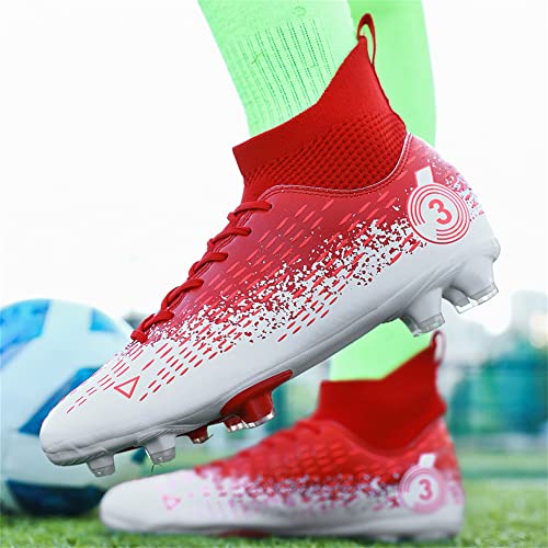 Kaeaeilss Men's Sports High Top Pointed Toe Football Boots Rugby Team Lawn Shoes Outdoor Indoor Professional Soccer Shoes #TOP3