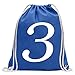 Kiwistar - Zahl 3 - Zahlen Nummern Turnbeutel Fun Rucksack Sport Beutel Gymsack Baumwolle mit Ziehgurt