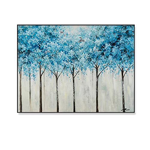 Art mural de salon forêt bleue vintage poster grand format 70x140